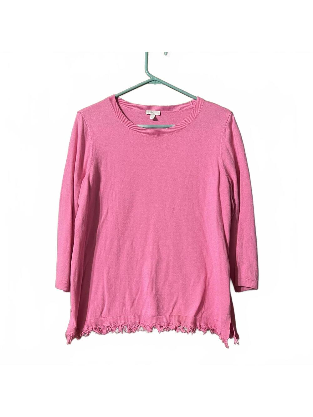 Talbots Pink Lightweight Sweater with Ruffled Hem - Large